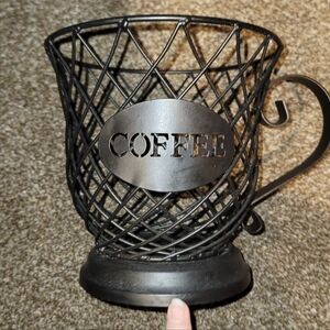 🏖Black/bronzish Metal Coffee Mug Basket For Kcups Coffee Pods